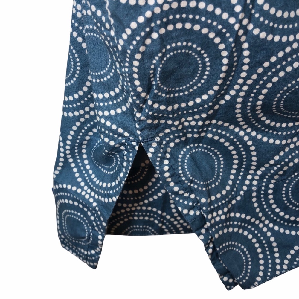 Boden Blue Circular Print Midi Dress with Yellow Trim - Picture 9 of 9